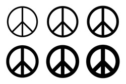 Vector Illustration Of Peace Mark. Peace Symbol Vector Icon Set On White Background.