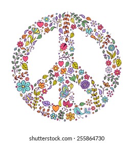 Vector illustration of peace symbol on white background