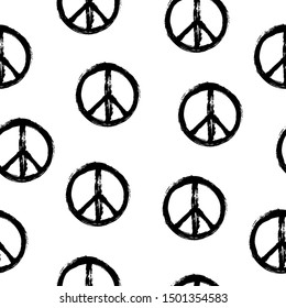 Vector illustration Peace symbol Sketch style Seamless pattern set