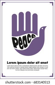 vector illustration peaceful of the bird in hand like Hamsa, hand of Fatima, vector illustration