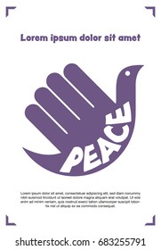 vector illustration peaceful of the bird in hand like Hamsa, hand of Fatima, vector illustration