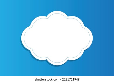Ilustración vectorial de una forma de nube blanca en blanco pacífica contra un fondo azul zen.