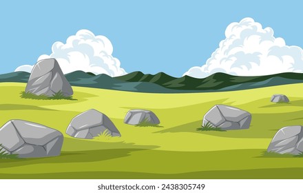 Ilustración vectorial de un paisaje de hierba pacífica.