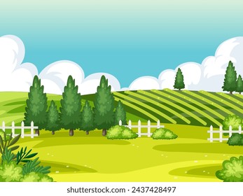 Vector illustration of a peaceful rural scene