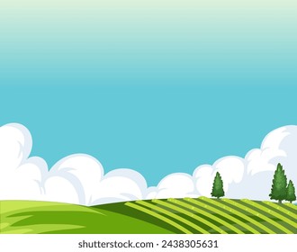 Vector illustration of a peaceful rural scene