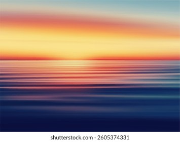 Vector Illustration of a Peaceful Sunrise Over a Calm Ocean with Vibrant Colors