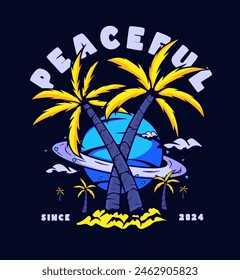 vector illustration peaceful tshirt printing, poster design, totebag design, streetwear design, hoodie design