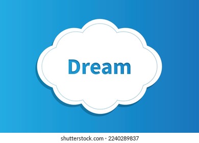 Vektorgrafik einer friedlichen, weißen Wolkenform mit modernen Sans-Serif-Schriftzeichen auf Zen-blauem Hintergrund.
