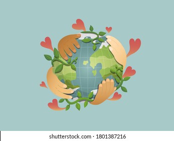 vector illustration of peaceful world. Love and peace harmony of people. 