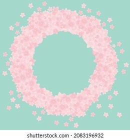 Ilustración vectorial del marco redondo de la flor de melocotón.