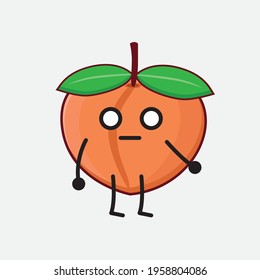 Vector Illustration of Peach Fruit Character with cute face, simple hands and leg line art on Isolated Background. Flat cartoon doodle style.
