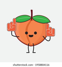 Vector Illustration of Peach Fruit Character with cute face, simple hands and leg line art on Isolated Background. Flat cartoon doodle style.