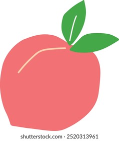 Vector Illustration of Peach Fruit. Isolated Fruit Icon Concept. Suitable for Web Landing Pages, Banners, Flyers, Stickers, and Cards: Flat Cartoon Style