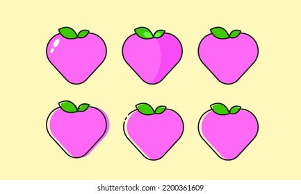 ilustración vectorial del icono de melocotón. conjunto de iconos de melocotón. diseño vectorial de durazno plano. vector de fruta. fruta plana. ilustración vectorial.	
