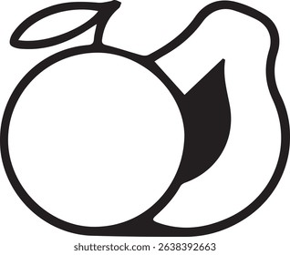 A vector illustration of a peach and pear, representing fresh produce, healthy eating, and organic food on a black background.