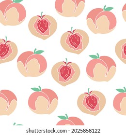 Vector illustration of peaches on a white background, food fruits, for wallpaper, covers of interior
