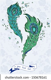 Vector illustration with peacock feather