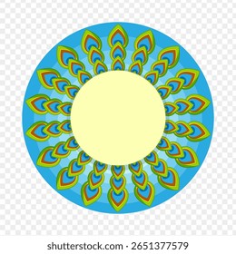 Vector illustration of peacock feather mandala on transparent background