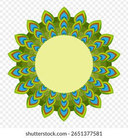 Vector illustration of peacock feather mandala on transparent background