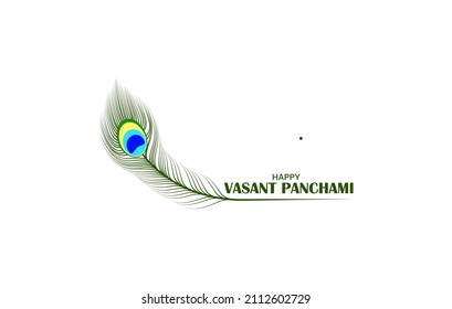 Vector Illustration of Peacock feather for Vasant Panchami or Basant Panchami or Saraswati Puja