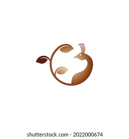 ilustración vectorial de un pavo real y una hoja para un icono, símbolo o logotipo