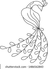 Vector illustration of peacock, minimalist monoline lineart outline bird icon logo template vector illustration,