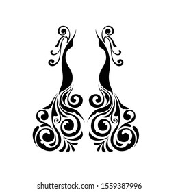 Vector illustration of peacock in monochrome variations