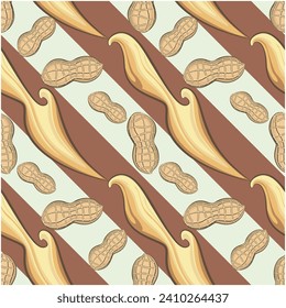 vector illustration of a peanut pattern lined up smoothly, diagonally with a dominant brown color