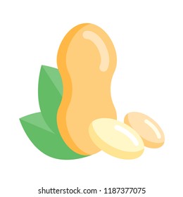 Vector Illustration of Peanut. Simple flat icon of nut on a white background.
