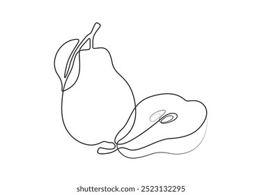 Vector illustration of pear continuous one line drawing