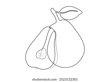 Vector illustration of pear continuous one line drawing