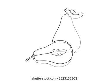 Vector illustration of pear continuous one line drawing