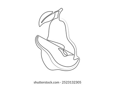 Vector illustration of pear continuous one line drawing