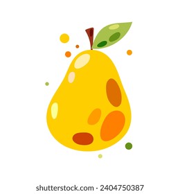 Ilustración vectorial de una pera de estilo plano. pera madura amarilla sobre fondo blanco.
