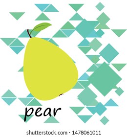Vector illustration of a pear. Fresh cartoon organic fruit.