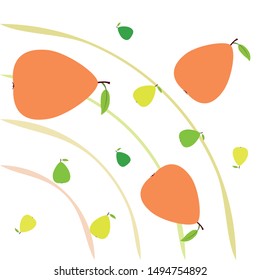 Vector illustration of a pear. Fresh cartoon organic fruit.
