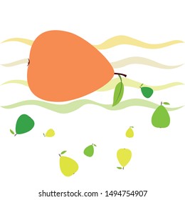 Vector illustration of a pear. Fresh cartoon organic fruit.
