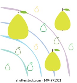 Vector illustration of a pear. Fresh cartoon organic fruit.