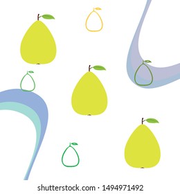 Vector illustration of a pear. Fresh cartoon organic fruit.