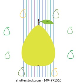 Vector illustration of a pear. Fresh cartoon organic fruit.