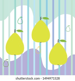 Vector illustration of a pear. Fresh cartoon organic fruit.