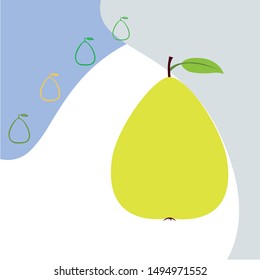 Vector illustration of a pear. Fresh cartoon organic fruit.