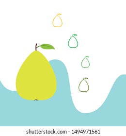 Vector illustration of a pear. Fresh cartoon organic fruit.