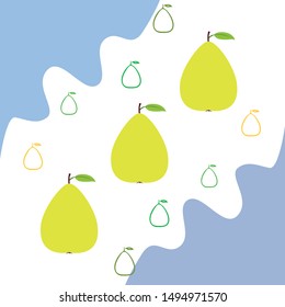 Vector illustration of a pear. Fresh cartoon organic fruit.