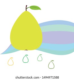 Vector illustration of a pear. Fresh cartoon organic fruit.