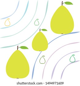 Vector illustration of a pear. Fresh cartoon organic fruit.