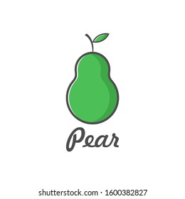vector illustration pear fruit icon flat design green color