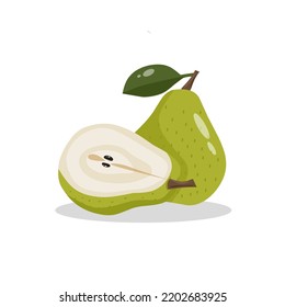 Ilustración vectorial, fruto de pera aislado en fondo blanco, adecuado para la pancarta, el afiche o la tarjeta
