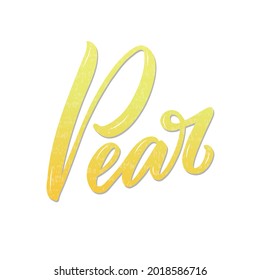 Ilustración vectorial del texto manuscrito de pera para banner, afiche, menú, señalización, publicidad, tarjeta, diseño de paquete. Grabado de bajo perfil creativo para diseño web o impresión
