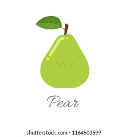 Vector illustration of pear icon in flat style with title, isolated on white background